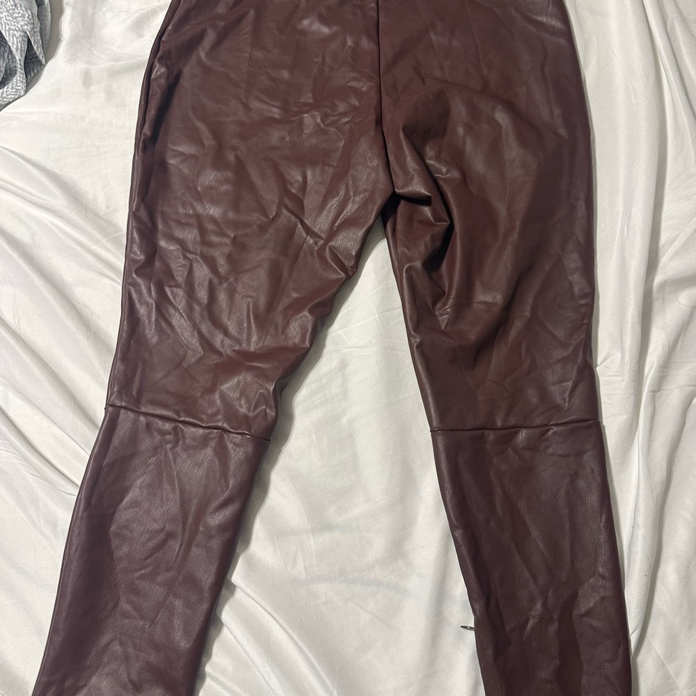 a new day Maroon Faux Leather Pants